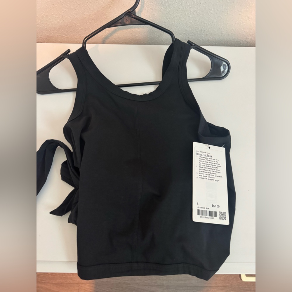 NWT Lululemon Athletica Black “It’s a Tie” Tank Top 6/S - Picture 3 of 7